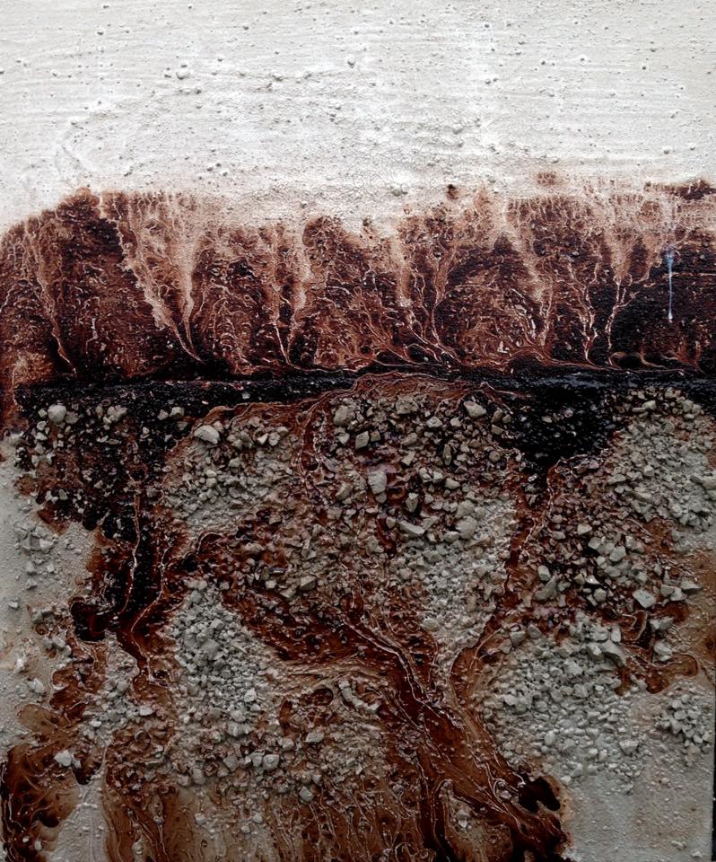 Seen at the Barcelona street art gallery: Escoladures castanyes sobre fons verdós – contemporary artwork, Artevistas art gallery Barcelona