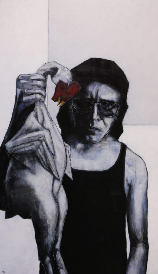 Andrzej Farfulowski - Autoretrato con gallo muerto