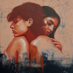 «Elisabeta y Lucía» by Xavi Mira – mixed media on canvas, on show at Artevistas Gallery