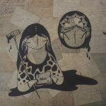 «I miss U» by Mowcka – mixed media on paper, art gallery in Barcelona