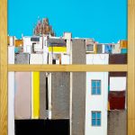 «BCN23-D3» by Oscar Gartín – mixed media on machine-sewn fabrics; double-sided painting, on show at Artevistas Gallery