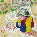 «What a mess» by Fèlix Roca – oil and pencil on wood, on show at Artevistas Gallery