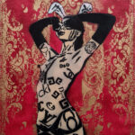 «Bunny Revolution – Red gold» by White Rabbit – spray and stencil on paper, Artevistas, Barcelona
