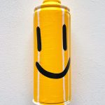 «Spray smiley» by Me Lata – acrylic and spray on a recycled can, on show at Artevistas Gallery